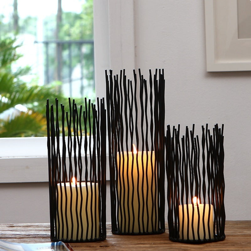 Wrought Iron Geometric Candle Holder - Homura Collections