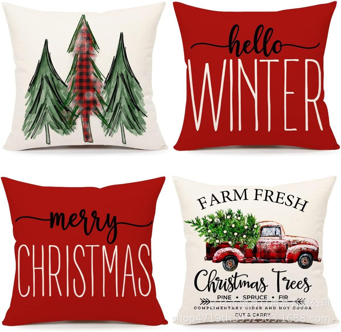 Christmas  Throw Pillow Covers, 18 X 18 Inch