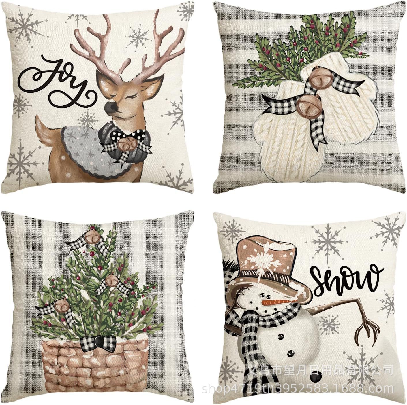 Christmas  Throw Pillow Covers, 18 X 18 Inch