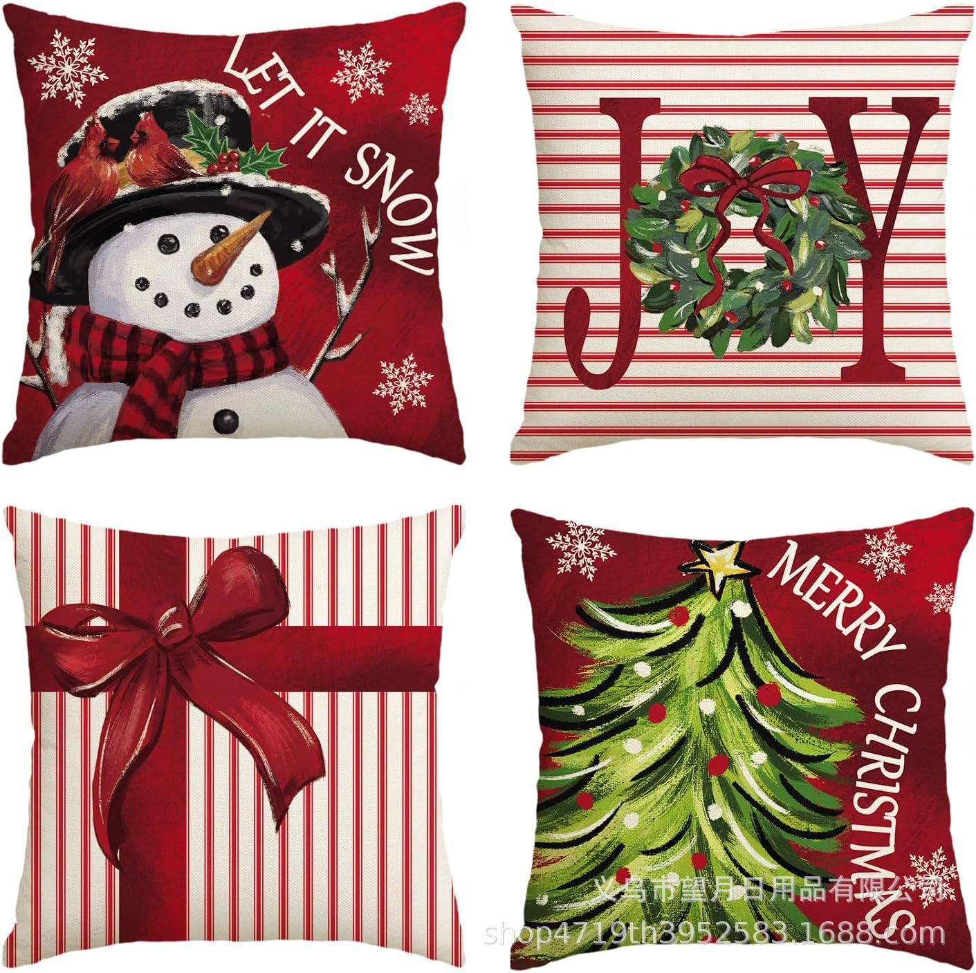 Christmas  Throw Pillow Covers, 18 X 18 Inch