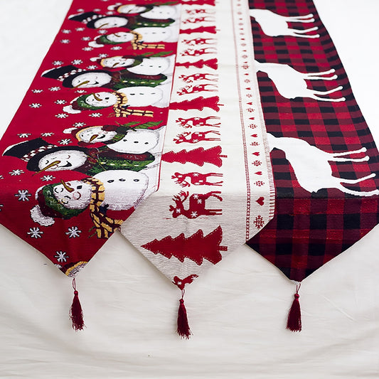 Christmas Elk Snowman Table Runner