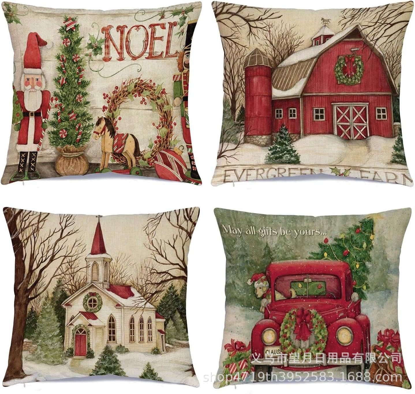 Christmas  Throw Pillow Covers, 18 X 18 Inch