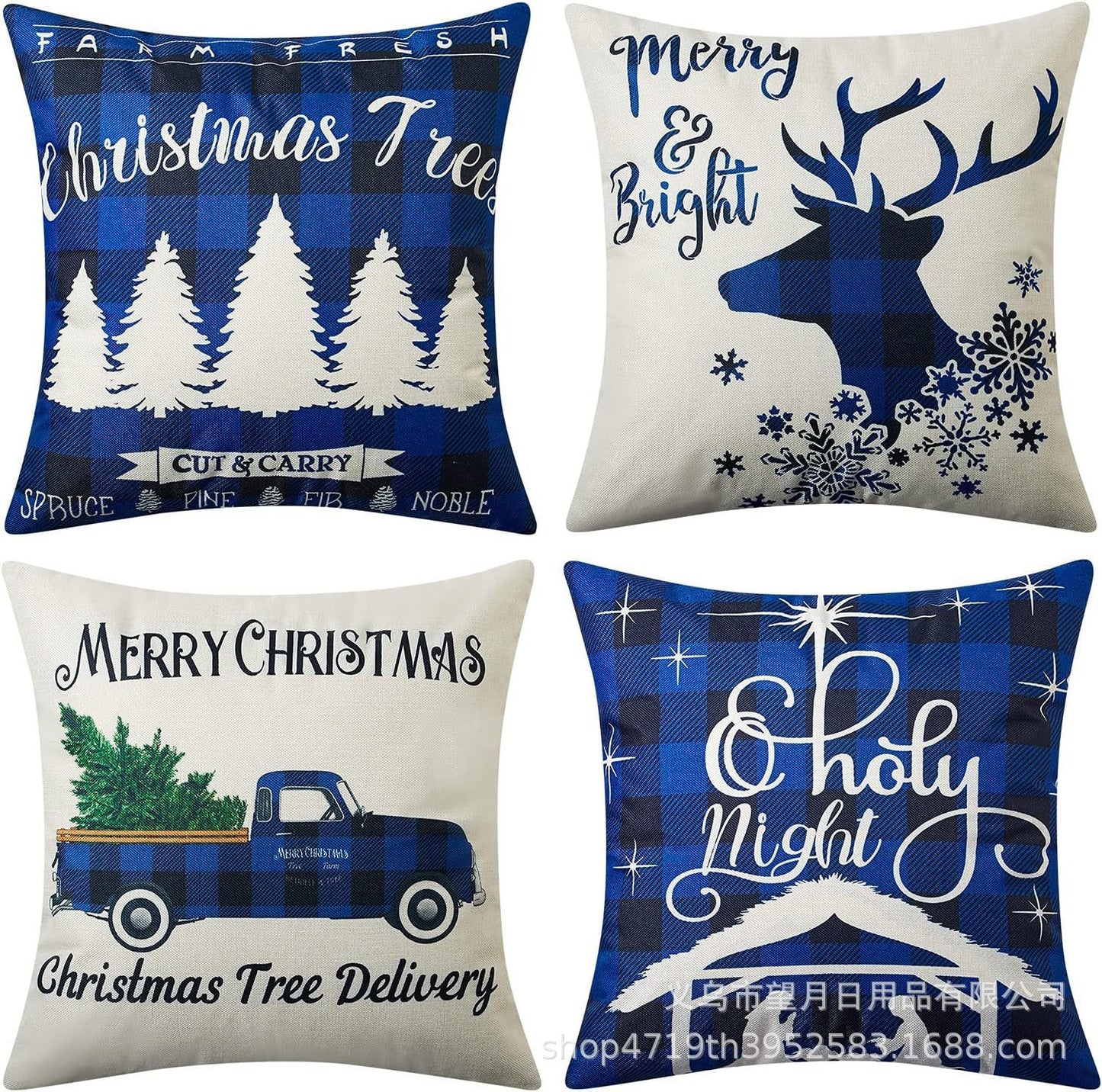 Christmas  Throw Pillow Covers, 18 X 18 Inch