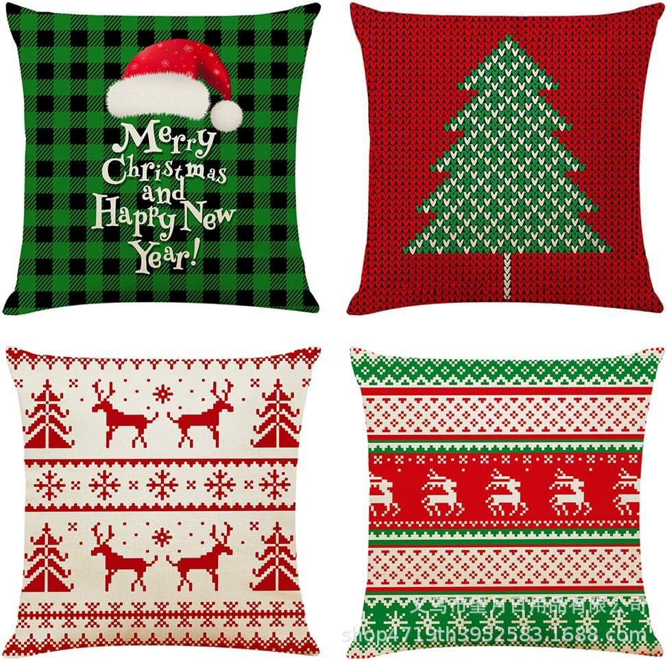 Christmas  Throw Pillow Covers, 18 X 18 Inch