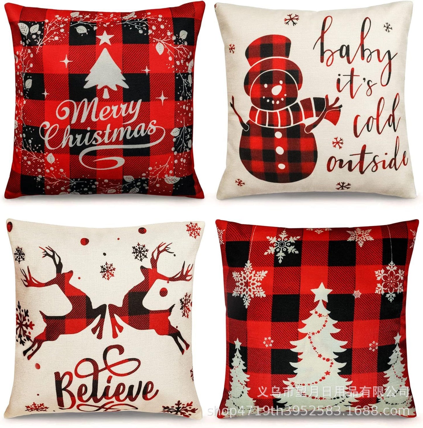 Christmas  Throw Pillow Covers, 18 X 18 Inch