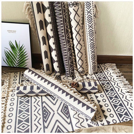Nordic cotton and linen tassel carpet - Homura Collections