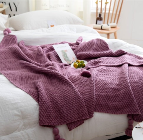 Nordic Fringed Knit Wool Blanket