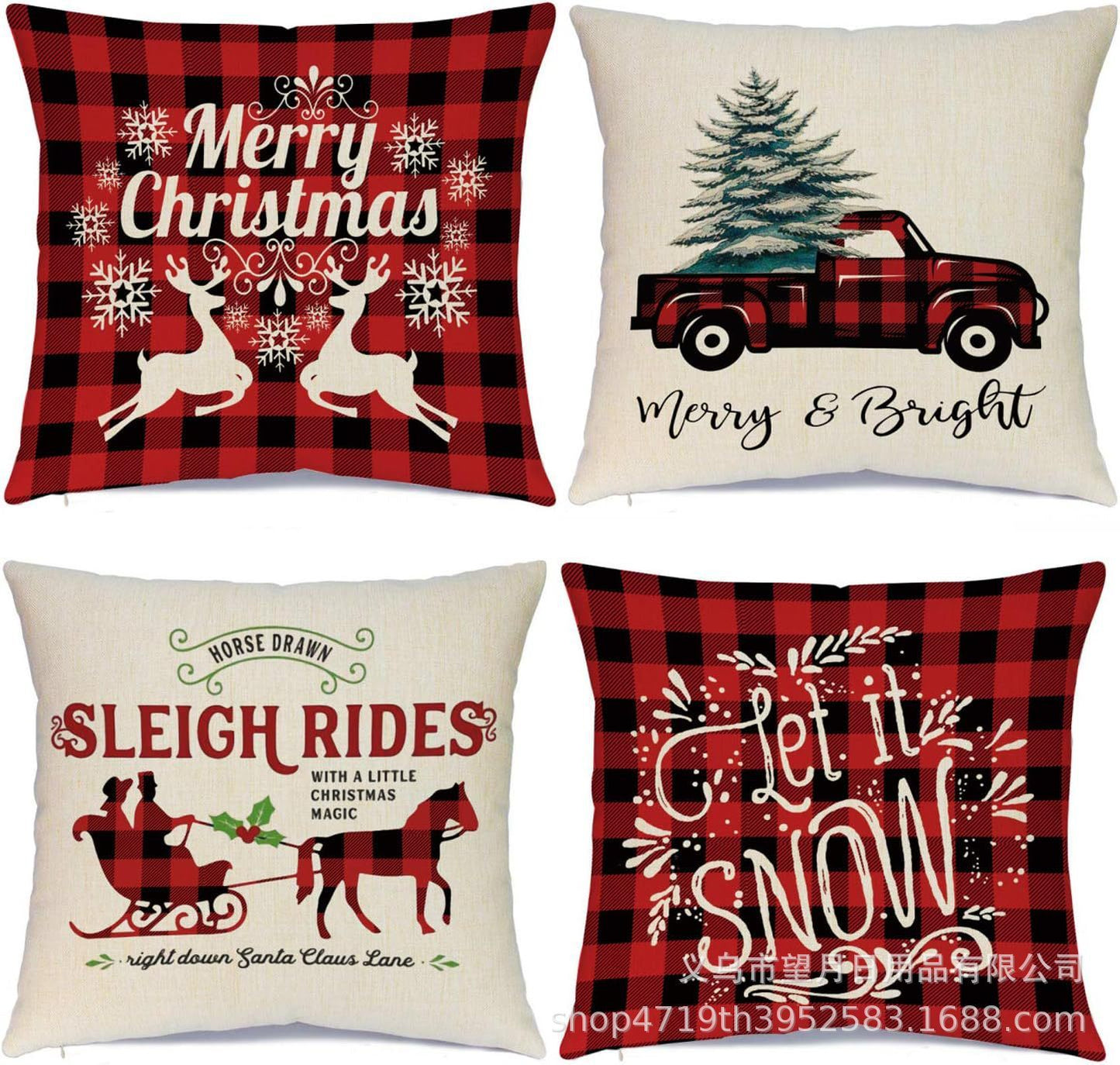 Christmas  Throw Pillow Covers, 18 X 18 Inch