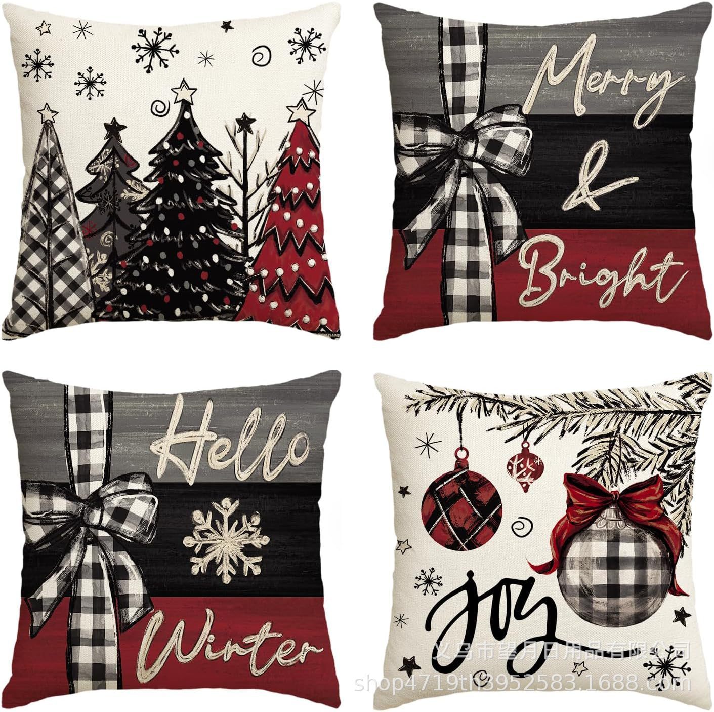 Christmas  Throw Pillow Covers, 18 X 18 Inch - Homura Collections