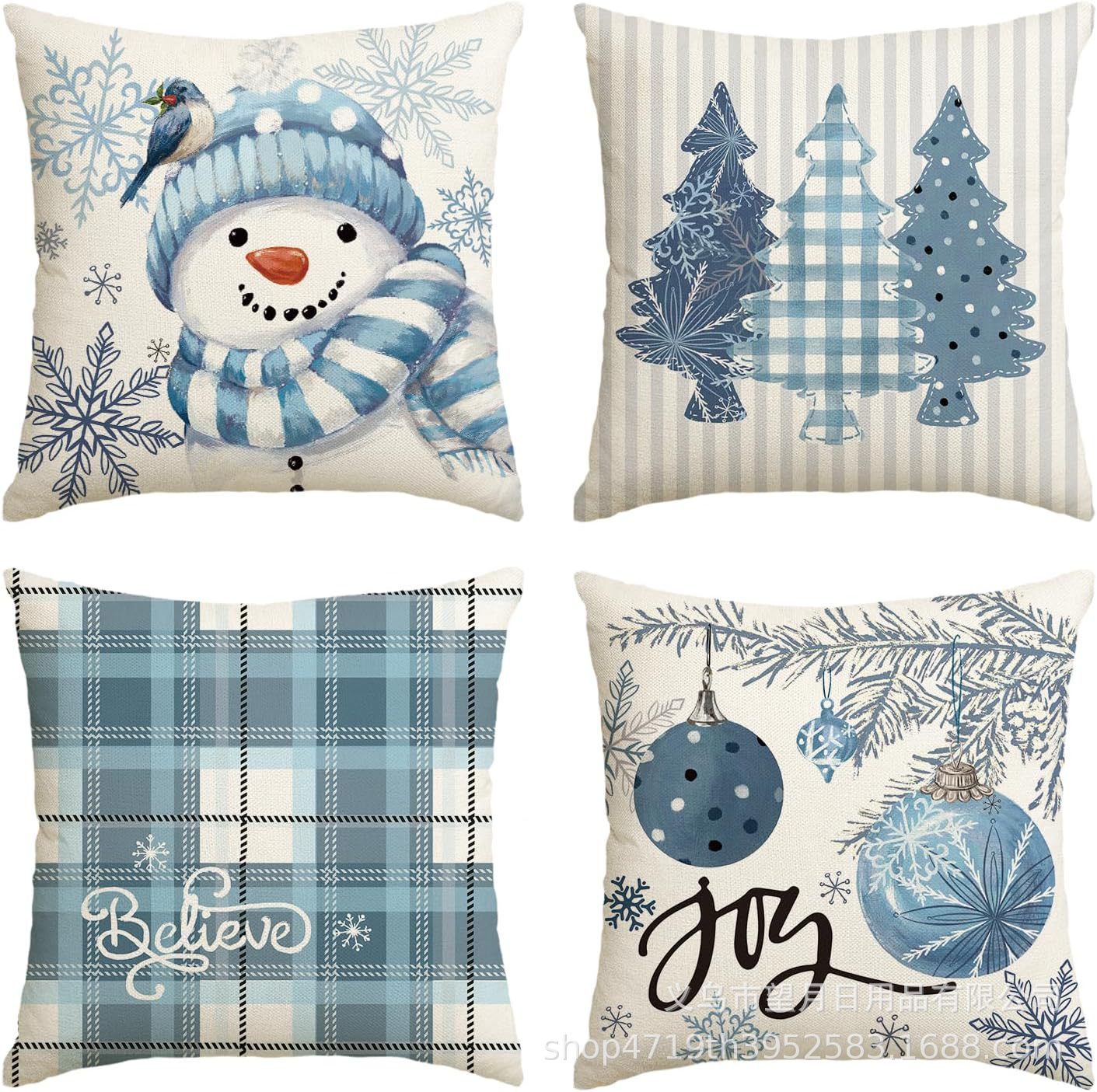 Christmas  Throw Pillow Covers, 18 X 18 Inch