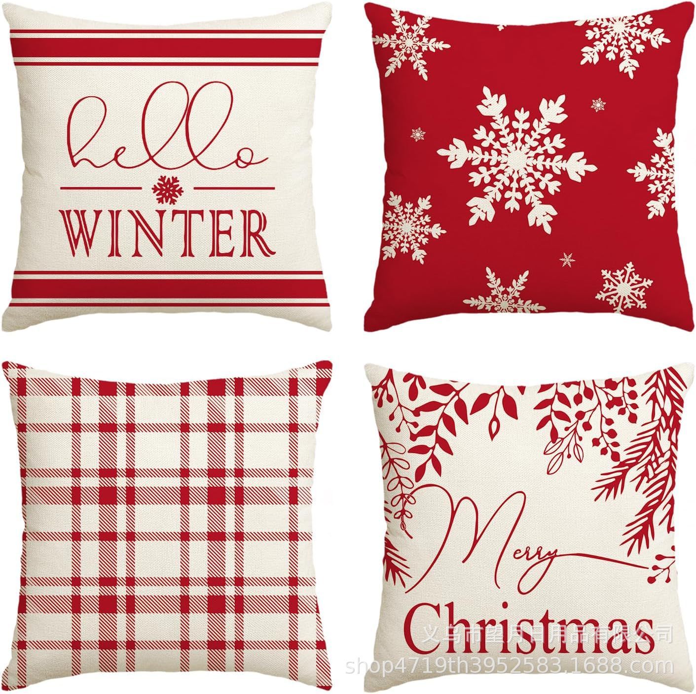 Christmas  Throw Pillow Covers, 18 X 18 Inch