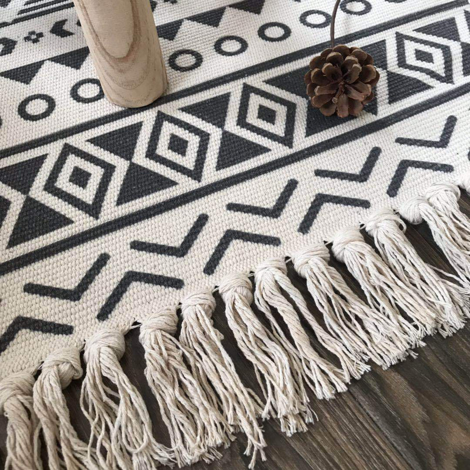 Nordic cotton and linen tassel carpet - Homura Collections