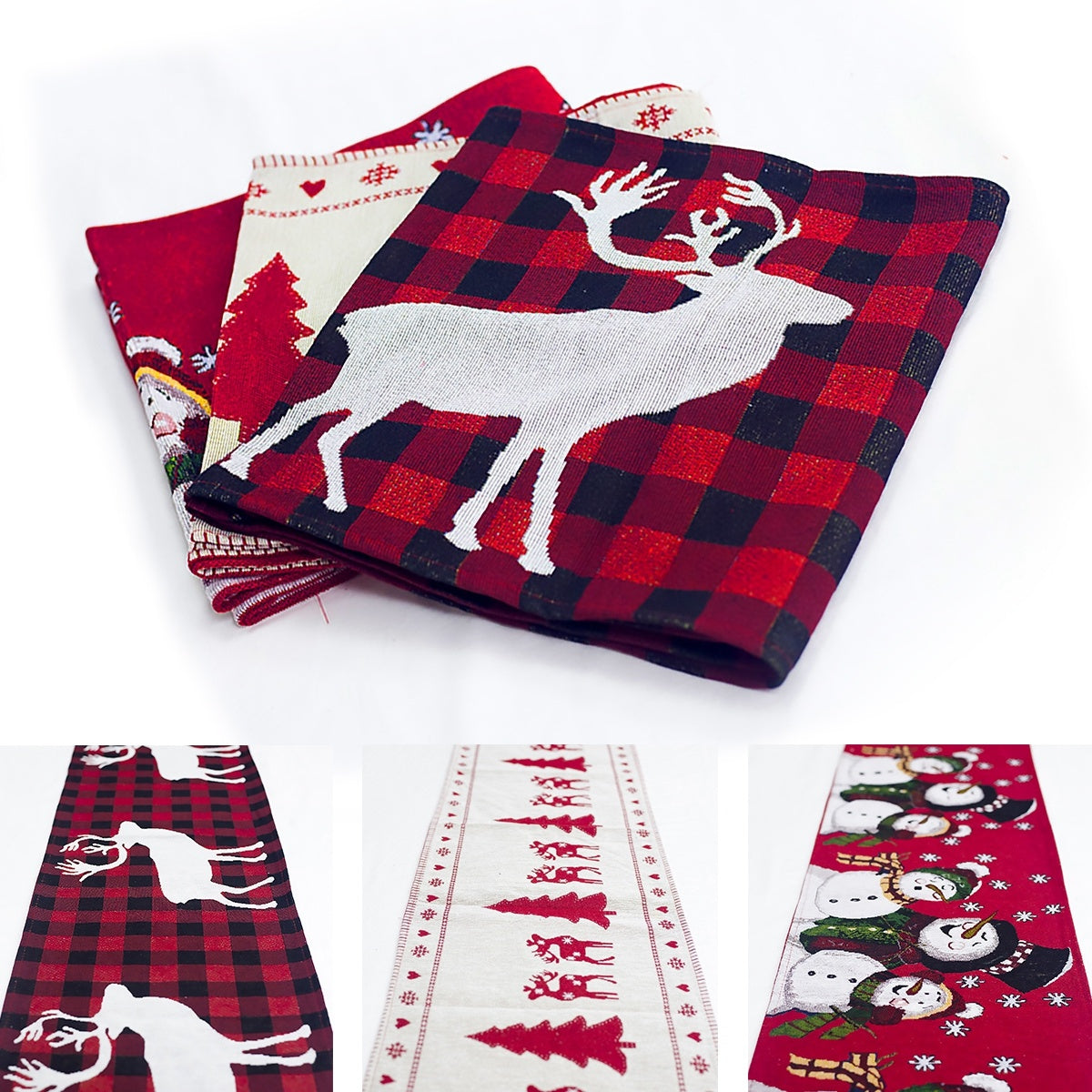 Christmas Elk Snowman Table Runner