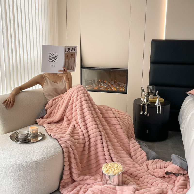 Nordic Light Luxury Rabbit Plush Blanket - Homura Collections