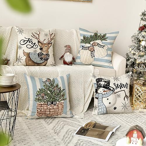 Christmas  Throw Pillow Covers, 18 X 18 Inch