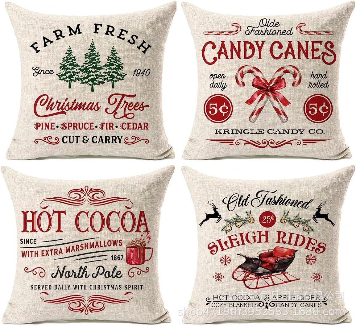 Christmas  Throw Pillow Covers, 18 X 18 Inch