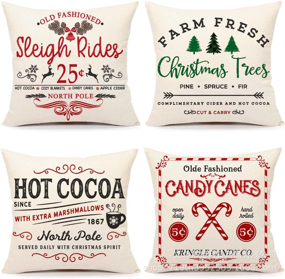 Christmas  Throw Pillow Covers, 18 X 18 Inch