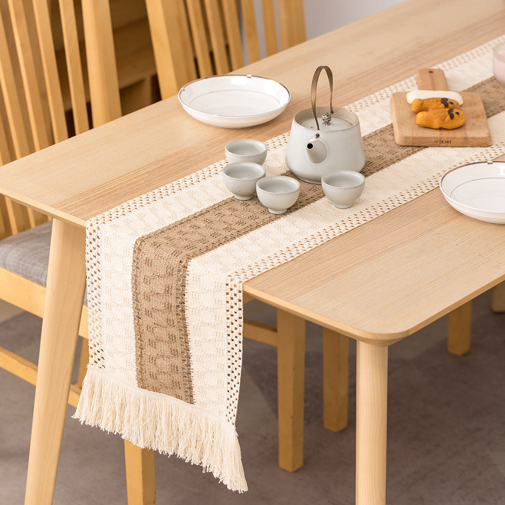 Tassel Hollow Pattern Table Runner